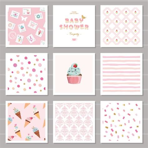 Cute card templates and seamless patterns set for Vector Image