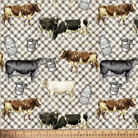 Cute cows cotton fabric / Cow fabric by half meter / Cows Etsy