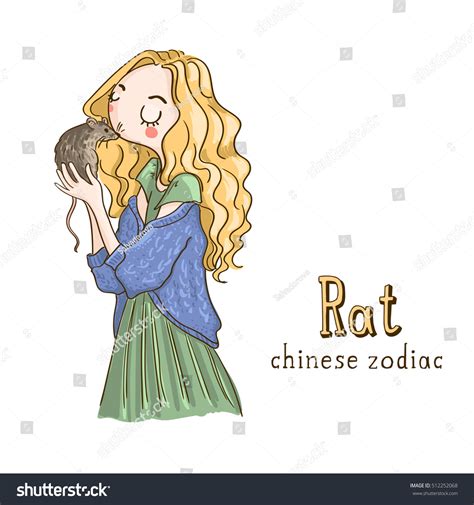 Cute girl holding rat - symbols of chinese horoscope. - Shutterstock