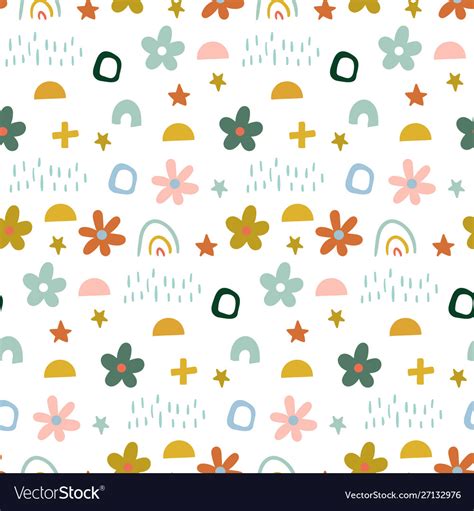 Cute simple pattern with different hand painted Vector Image