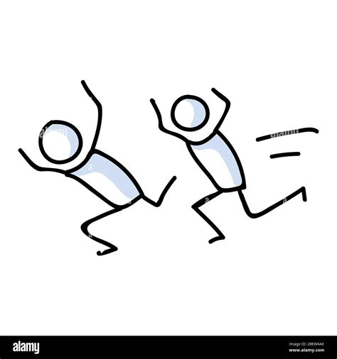 Cute stick figures running for exercise lineart Vector Image