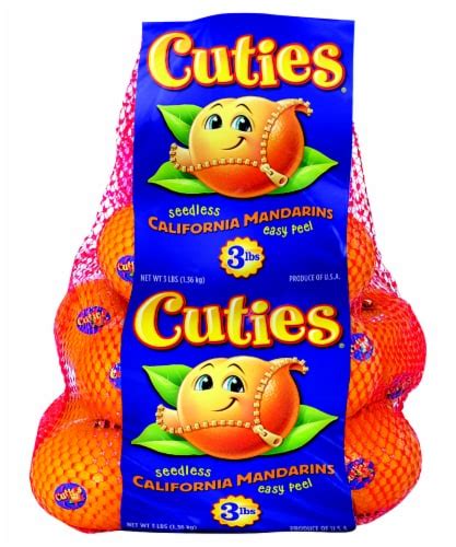 Cuties mandarin. Cuties - California Mandarins. 347057. Cuties - California Mandarins. LOG. View Diet Analysis Close. KEY FACTS (learn about health benefits or risks) Have low calorie density - this means that the amount of calories you are getting from an ounce is low (0.01 cal/oz). Rich in vitamins and minerals (78.5%/cal) - a good source of Vitamin C. ... 