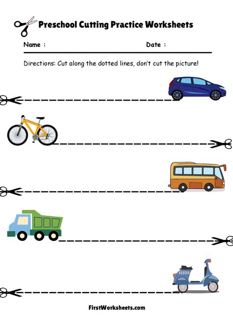 Cutting Practice Worksheets For Preschool FirstWorksheets