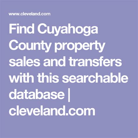  Tap into one of the biggest real estate data sources. Cuyahoga County property data: comprehensive, frequently updated, all in one place. Owner name and contact details. Property characteristics. Property value. Zoning. Sales history. Permits. Maps. 