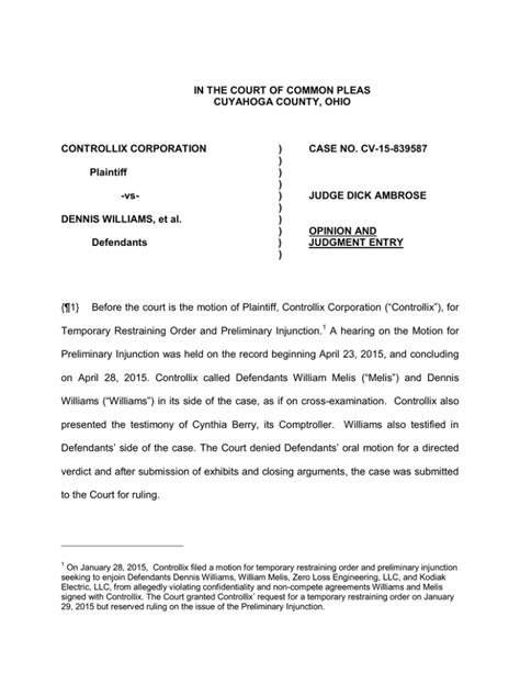 Commercial Docket. The four Judges on the Cuyahoga County Common Pleas Court Commercial Docket hear cases involving business-to-business disputes, including liquidations, trade-secret disputes, non-compete contracts and shareholder disagreements. The docket was designed to resolve such cases more quickly while establishing consistence and .... 
