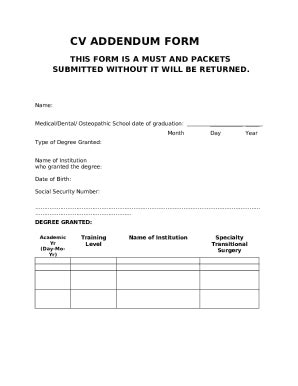 Cv Addendum Fill Out And Sign Printable Pdf Template Signnow