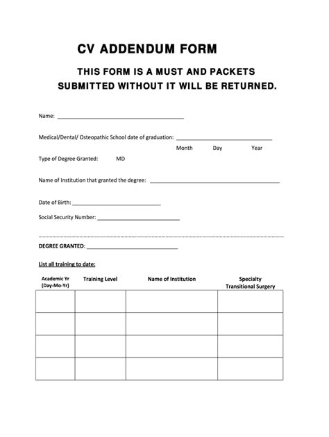 Cv Addendum Form Fill And Sign Printable Template Online Us Legal Forms