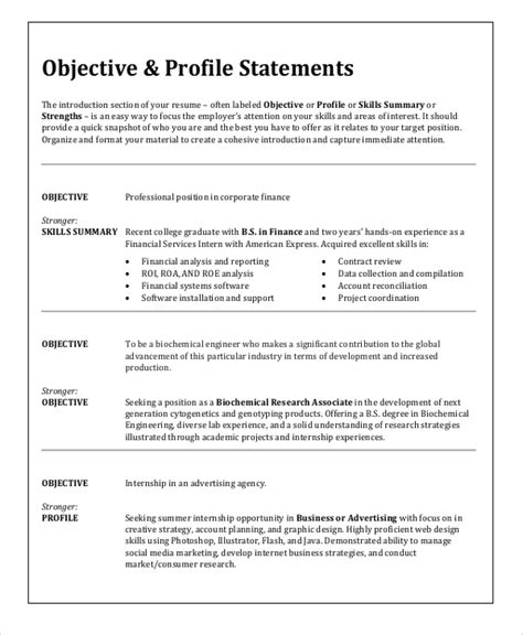 Cv Objective Template