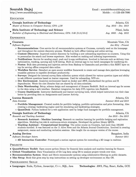 Cv Template Overleaf Resume Examples