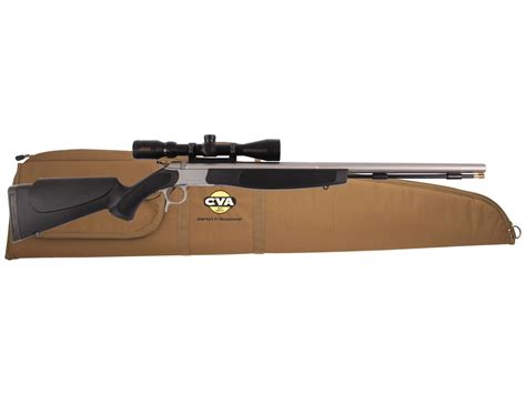 The CVA Optima V2 has more quality features than any other muzzleloading rifle in its price range; It has a fluted, 26” nitride-treated stainless steel barrel with a bullet-guiding muzzle, which is easy to maneuver in a tree-stand; The 41” overall rifle has a 100-percent, Realtree EDGE camouflage ambidextrous stock with a CrushZone recoil pad. 