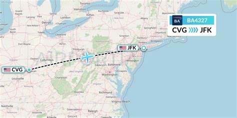 The total straight line flight distance from New York, NY to CVG is 577 miles. This is equivalent to 929 kilometers or 502 nautical miles. Your trip begins in New York, New York. It ends at Cincinnati/Northern Kentucky International Airport in Hebron, Kentucky. Your flight direction from New York, NY to CVG is West (-98 degrees from North).. 