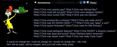 Cwcki forums. ED discovers Chris. In late October 2007, Chris drew the attention of the folks in a forum at Something Awful, a comedy website.Shortly thereafter, the good people at 4chan also trained their lasers on Chris. Topics of discussion included his Sonichu comic, his website, and his MySpace page. Anna's blog story, "The Tale Of The Crazy Pacer", was also uncovered. 