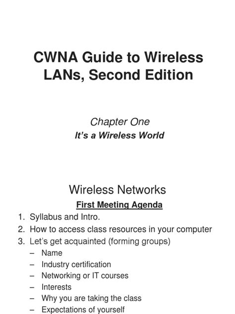 Cwna guide to wireless lans networking second edition. - Lab manual class tenth maths rphit publication.