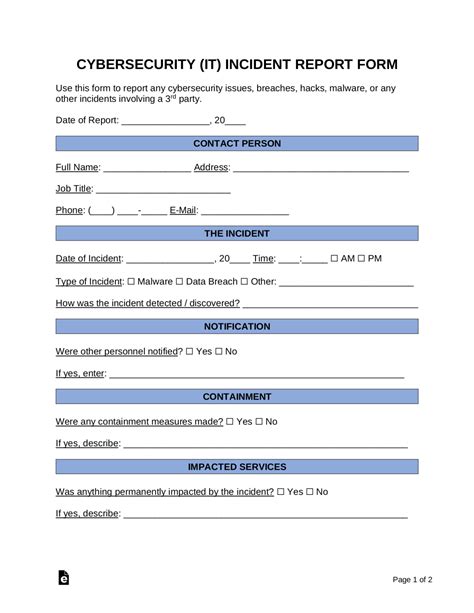 Cyber Security Incident Report Form And Security Incident inside