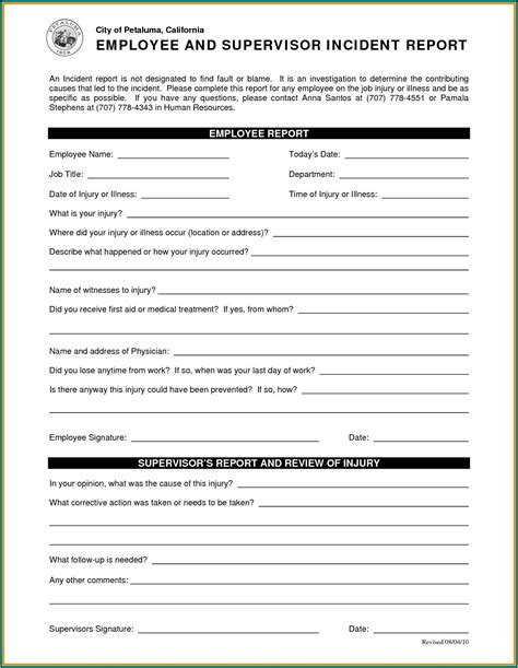 Cyber Security Incident Report Form Template 1 Resume Examples