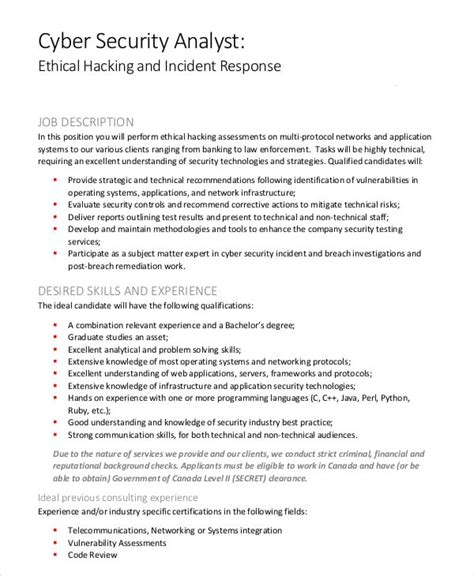 Cyber Security Specialist Job Description Template