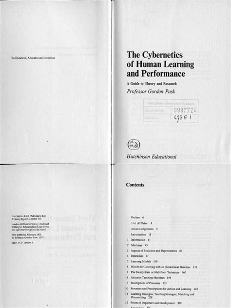 Cybernetics Of Human Learning And Performance