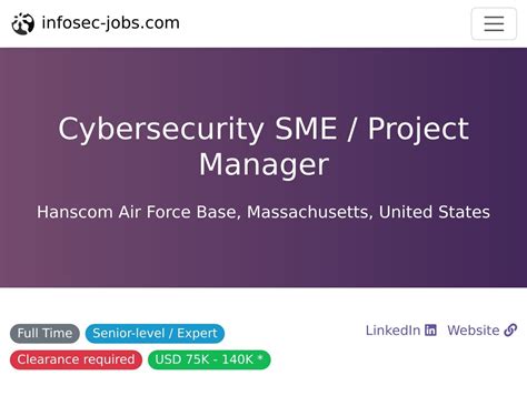 Cybersecurity SME Job in North Lexington, MA at Aegis Aerospace