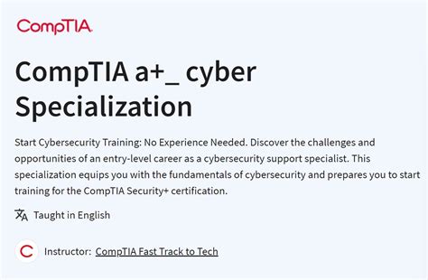 Cybersecurity Specialization CompTIA