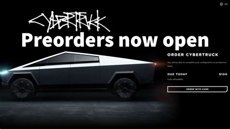 Cybertruck pre order. Oct 25, 2023 · Tesla makes no specific promises regarding reservations for the Cybertruck being honored in any order as part of the pre-order terms — it merely says you will be contacted when a final price ... 