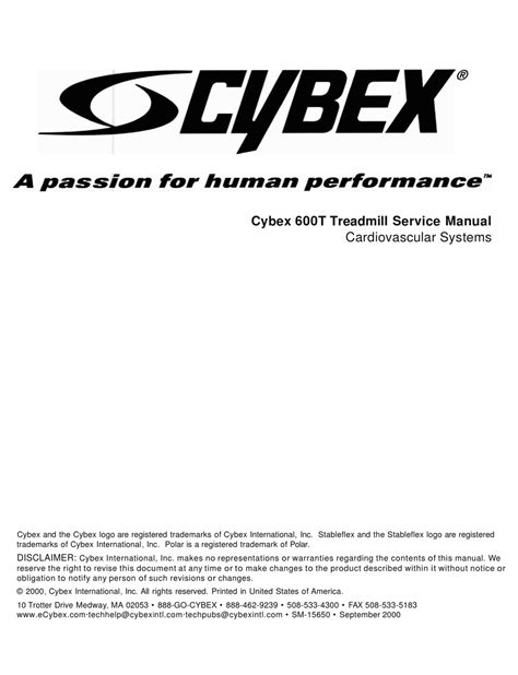 Cybex 600t treadmill service manual cardiovascular systems. - Forensic science final exam study guide.