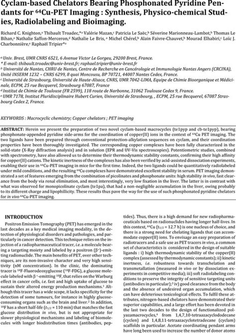 Cyclam-based Chelators Bearing Phosphonated Pyridine …