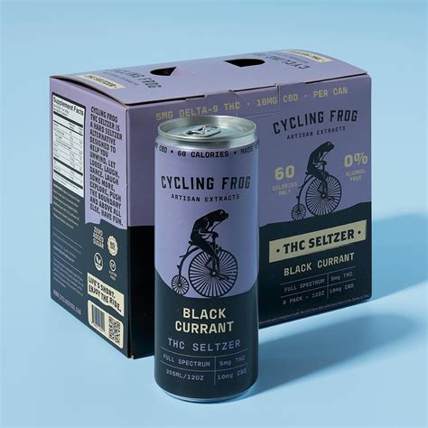 Cycling frog thc seltzer. by Cycling Frog. THC — CBD — Potency. Buy Here. Image Not Found. About this product. 30mg Delta-9 THC + 60mg CBD per 6-pack. Our Wild Cherry THC seltzer is a wildly drinkable hard... 