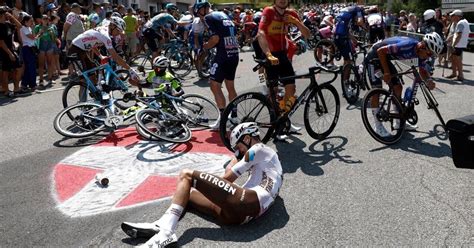 Cyclists fall ‘like skittles’ at the Tour de France in spectacular crash