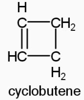 Cyclobutene condensed structural formula. Find step-by-step Chemistry solutions and your answer to the following textbook question: Draw a condensed structural formula of butene.. ... Cyclobutene is a cyclic hydrocarbon with four carbon atoms and one double bond. It's structure is shown in Step 3. Step 3. 3 of 3. Picture: Cyclobutene. 