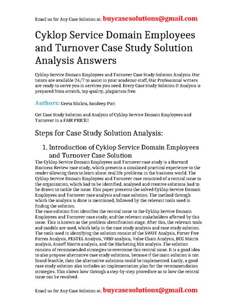 Cyklop: Service Domain Employees and Turnover Case Study …