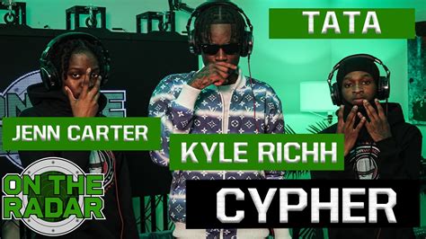 Tata - See Red ft Jenn Carter (Lyrics) 1:57. 233K. ... CYPHER: Kyle Richh, Jenn Carter & Tata. 2:01. 15K. TaTa + Jenn Carter - “See Red” Live from Thee Purple Room. Cypher kyle richh jenn carter and tata lyrics