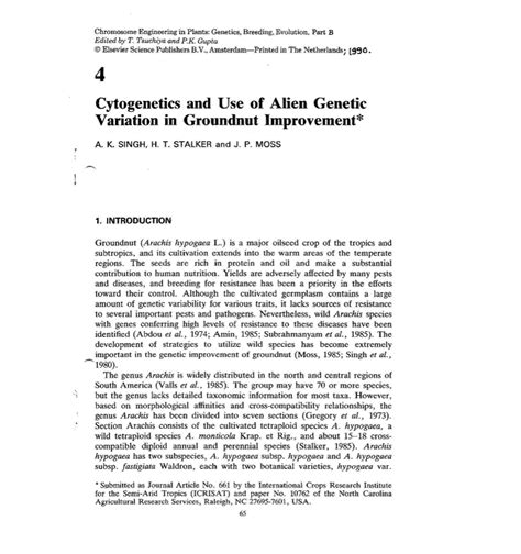 Cytogenetics and Use of Alien Genetic Variation in Groundnut Improvement