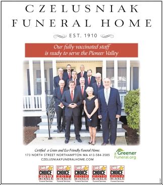 Czelusniak funeral home northampton ma. Find 571 listings related to Czelusniak Funeral Home Of Northampton in Medfield on YP.com. See reviews, photos, directions, phone numbers and more for Czelusniak Funeral Home Of Northampton locations in Medfield, MA. 