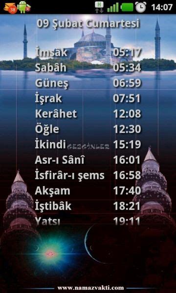 Dünya Şehirleri için namaz vakitleri (Prayer times for cities the worldover) İstanbul / Türkiye.