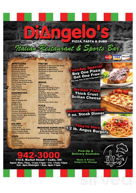 D Angelo S Menu With Prices