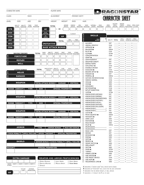 D D 3.5 Character Sheet Fillable Fillable Form 2024