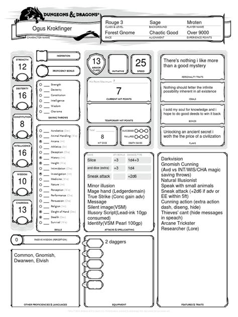 D D Note Page Form Fillable Printable Forms Free Online