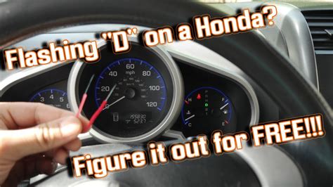 D flashing on honda crv. 3536 posts · Joined 2020. #2 · Jul 3, 2023. I have had the blinking "D" on my nephews 2007 CRV. We drained and filled the transmission fluid with genuine Honda fluid and the flashing "D" went away. Did a little research about it. It mentions that the transmission solenoids can also be a cause of the flashing "D". 