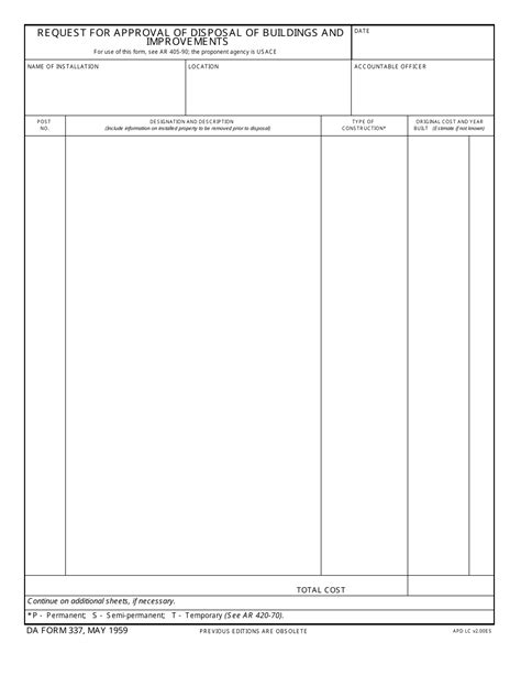 DA Form 337 Download Fillable PDF or Fill Online Request for Approval