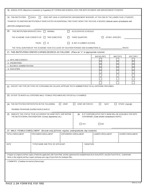DA Form 918 Download Fillable PDF or Fill Online Application for