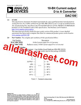 DAC100 Datasheet and Product Info Analog Devices