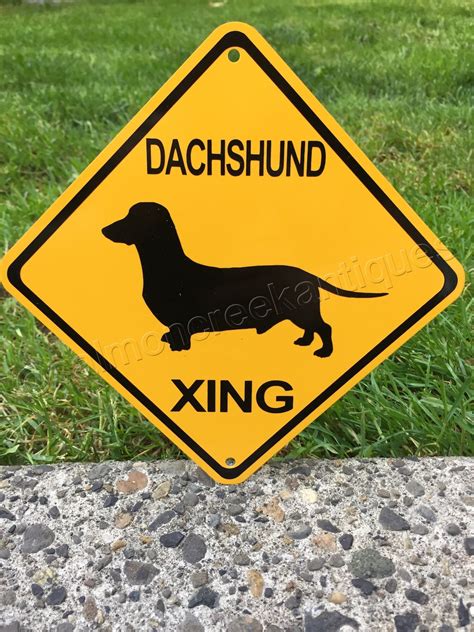 DACHSHUND Xing Metal Caution Yellow Dog …