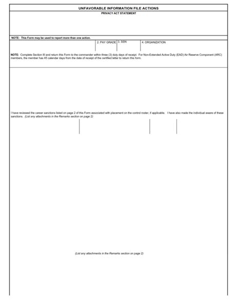 DAF 1058 Form Unfavorable Information File Actions Finder Doc