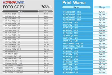 Daftar Harga Print Per Lembar Terbaru - Pandawa … - raincitystudios.com