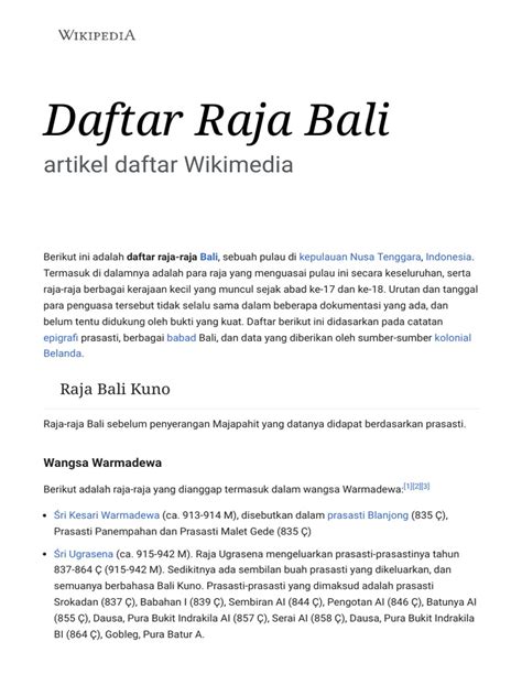 Daftar Raja Bali - Wikipedia bahasa Indonesia, ensiklopedia bebas - wintechmobiles.com