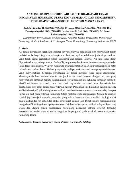 Dampak Intrusi Air Laut Terhadap Air Tanah | PDF - raincitystudios.com