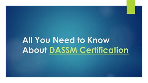 DASSM Zertifikatsfragen