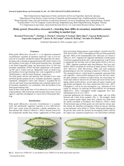 DATASET: Bitter gourd, Momordica charantia L., breeding lines …