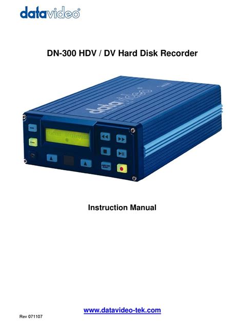 DATAVIDEO DN-300 DVR INSTRUCTION MANUAL