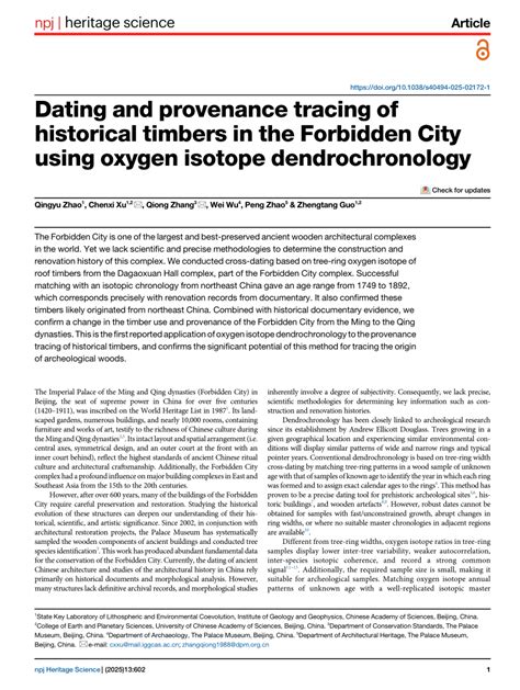 Dating and provenance tracing of historical timbers in the Forbidden ... - wintechmobiles.com